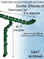 Комплект водосточной системы Docke Standard для ската 9м, Зеленый (RAL 6005)