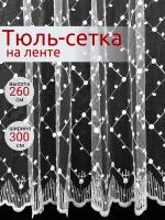 Тюль 1 шт. 300*260см "Сетка с вышивкой Зигзаг большой", белый