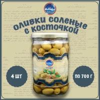 Оливки соленые с косточкой, Экселент, Bahaneh, Иран, 4 шт. по 700 г