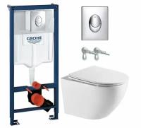 Готовый комплект: Инсталляция Grohe хром овал + Унитаз подвесной Triton VO-1832