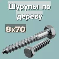 Шуруп по дереву 8х70 'Глухарь' шестигранный в цинке, 2шт