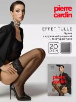 Чулки женские Pierre Cardin EFFET TULLE 20 NERO размер 4, черные чулки 20 ден, женские чулки эротические, стрип - панти