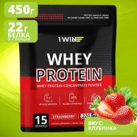 1WIN Протеин сывороточный с ВСАА Whey Protein вкус клубника 450 гр