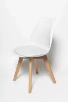 Кухонные стулья EAMES, 2 шт., мягкие белые, ножки бук