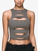 Топ XSAI RIPPED TOP 02, Warm Grey, S