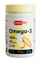 Омега-3 рыбий жир EvenLifo Omega-3, 1000 мг, 90 капсул