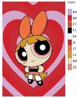 Детская картина по номерам P1071 "Мультсериал The Powerpuff Girls (Суперкрошки). Цветик (Blossom)" 20x30