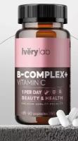 Витамины группы В и витамин С Iverylab B-Complex + Vitamin C, БАД в капсулах для иммунитета, зрения, кожи, 60 капсул