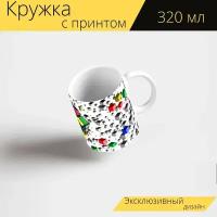 Кружка с рисунком, принтом "Игральная кость, кубик рубика, мысли" 320 мл