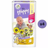 Bella Baby Happy Подгузники Maxi Plus 4+, 9-20 кг, 62 шт, 4 упаковки