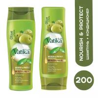 Dabur Vatika Комплект шампунь и кондиционер "Питание и Защита" (Nourish & Protect) по 200 мл