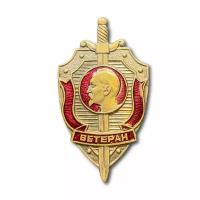 Знак Нагрудный Ветеран КГБ СССР / Дзержинский (Золотистый / Винтовая закрутка)