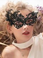 Маска карнавальная новогодняя венецианская маскарадная кружевная ажурная ассемитричная черная для лица на глаза для карнавала, Новый год