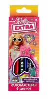 Фломастеры barbie extra 6 цветов, круглые