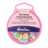 Булавки портновские с головками-пуговичками, 46 мм, 50 шт, разноцветные 46 мм разноцветные 0,6 мм HEMLINE 720