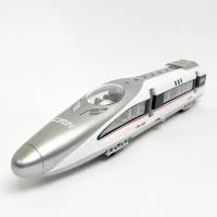 Машинка игрушка электровоз, инерционный, 1:87 поезд локомотив, 28 см., со светом и звуком, белый