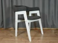 Мягкий стул кресло с подлокотниками бадди, темно-серый с белыми ножками