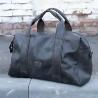 Дорожная сумка-саквояж, ручная кладь David Jones Duffle bag, экокожа, графитовая 25Л