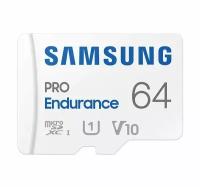 Карта памяти microSDXC Samsung Pro Endurance - 64 Гб - высокой прочности для камер 4К UHD - 35К часов + адаптер