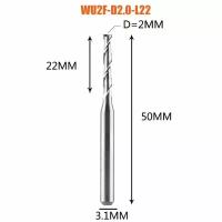 Dreanique чистовая двухзаходная концевая фреза по дереву для станков (2х22х50х3.17) WU2F-D2.0-L22 11394