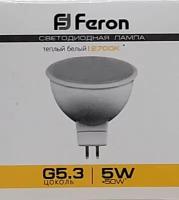Лампа светодиодная Feron LB-24 25127, G5.3, MR16, 5 Вт, 2700 К