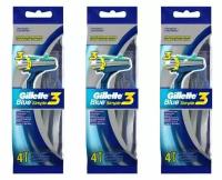 Gillette Станок для бритья одноразовый Blue Simple3, 4 шт/уп, 3 уп