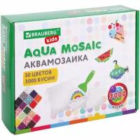 Аквамозаика Brauberg 30 цветов 3000 бусин, с трафаретами, инструментами и аксессуарами, KIDS, 664915