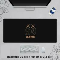 Коврик для мышки, компьютерный большой игровой, 90х40х0,3 см (Kaws 2 черный)