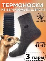Носки (Набор 3 пары) Мужские термостойкие из верблюжьей шерсти, размер 41-47