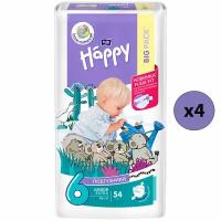 Bella Baby Happy Подгузники Junior Extra 6, 16+ кг, 54 шт, 4 упаковки