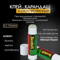 Клей-карандаш Scotch Crystal 21г, 1 шт