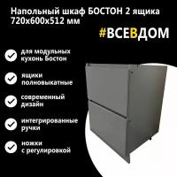 Кухонный напольный модуль 2 ящика Бостон 600 графит