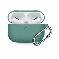 Чехол для наушников Apple AirPods Pro силиконовый с карабином, хаки