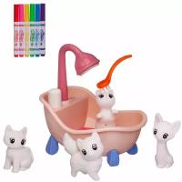 Фигурки для раскраски Abtoys Котята в ванне с душем 4 фигурки (WK-19019)