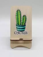 Подставка для телефона RiForm, держатель для телефона "Кактус (Cactus)", фанера 3 мм