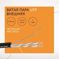 Кабель с одножильным тросом омедненный NetLink NL-CCA UTP 4PR 24 AWG CAT5е 305м внешний