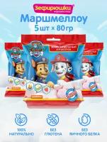 PAW PATROL воздушный зефир для десертов, 5 пачек по 80 грамм