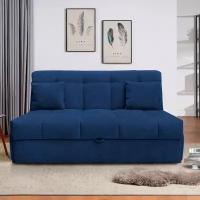 Пафос - диван-кровать Пафос (синий) с подушками, механизм аккордеон, без подлокотников, механизм аккордеон, 145х115х87 см