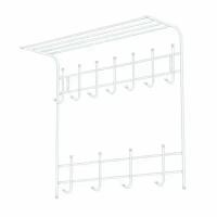 Вешалка металлическая настенная 2-х ярусная с полкой Ника 730х710х270мм, 11 крючков Матовый белый ВПТ11/МБ