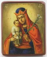 Икона Божией Матери Неувядаемый Цвет, деревянная иконная доска, левкас, ручная работа (Art.1107Мм)