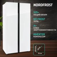 Холодильник NORDFROST RFS 525DX NFGW inverter, Side-by-Side, отдельностоящий, инвертор, белое мерцающее стекло