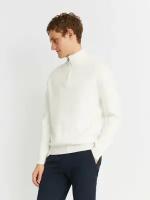 Трикотажный свитер с воротником-стойкой на молнии, цвет Молоко, размер M