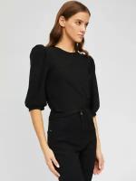 Блузка с пышным рукавом и люрексом, цвет Черный, размер S 023451159033