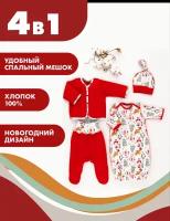 Комплект одежды для новорожденных на выписку в роддом, в подарок, Снолики, Новый год-2 р-р 56