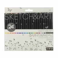 Набор скетч - линеров "SKETCH&ART. BLACK EDITION" 0.36 ММ, 24 цветов