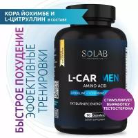 SOLAB L-Carnitine Men, для мужчин, энергетик, л-карнитин жиросжигатель, для похудения, 90 капсул