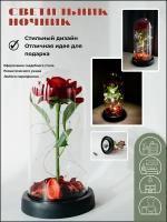 Ночник роза красная в колбе со светодиодной подсветкой роза подарок
