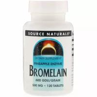 Source Naturals, Bromelain, Бромелаин, 600 ГДУ, 500 мг, 120 таблеток