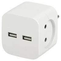 Разветвитель ЭРА SP-2-USB на 2 розетки 220V + 2xUSB 2400mA, без заземл, 10А