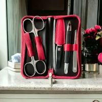 Маникюрный набор ( 5 пр.) в кожаном чехле на молнии, ZWILLING Classic Inox, red, Германия